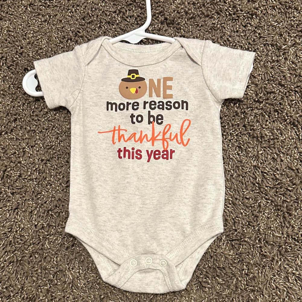 Baby Starters Gray Thanksgiving Onesie